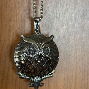 Silver Owl Pendant Necklace